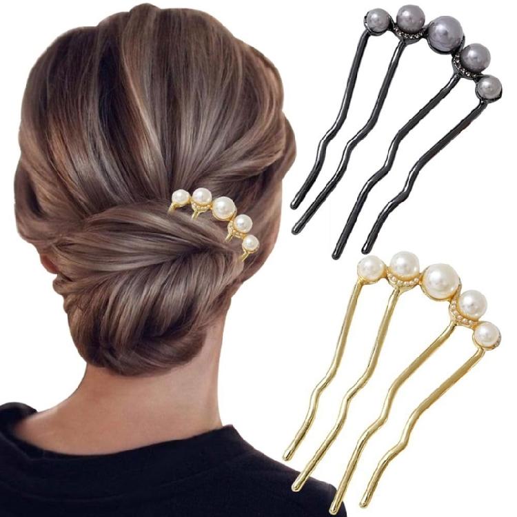 U-förmige französische Haarspange Französische Haargabel Stäbchen 4 Zinken Hochsteckfrisur Dutt Haarspangen für Damen Mädchen Frisur Zubehör