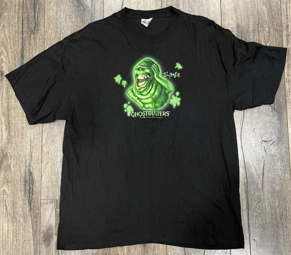 Vintage 00s Y2K Ghostbusters Movie Promo Slimer Glow In The Dark S-4XL Shirt S