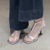 Fashion Women's Thin Strap Anckle Buckle Sandals Luxury Square Toe Thin Heel Sandalias Female High Quality Party Platform Sandals Mujer