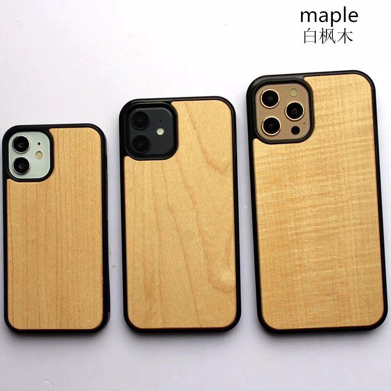 Holz-Handyhülle Natur Massivholzgehäuse für iphone 11 12 13 Pro Max, für iphone 12 Pro Hülle Holzstoßstange