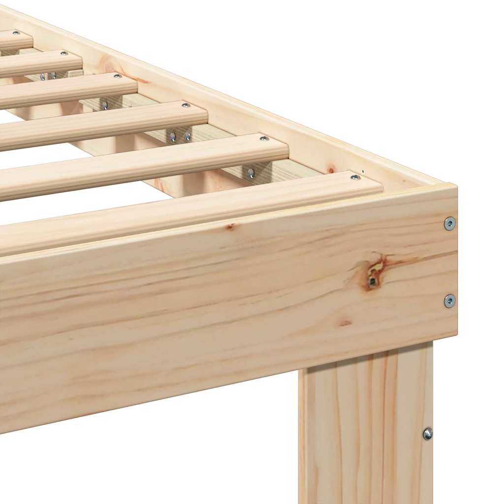 Brown Bed Frame with Headboard 75 X 190 Cm Solid Pine Wood