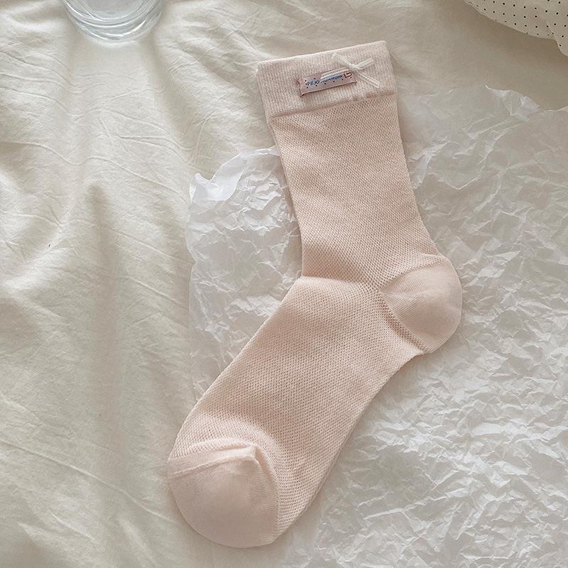 

Женские летние тонкие носки-гольфы средней длины в балетном стиле с бантом и кружевом 1 pair