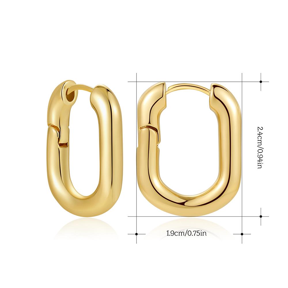 

Stainless Steel Smooth Round Tube Chunky Hoop Earrings for Women Glossy Gold Plated Heart Geometric Threaded Ear Hoops Zircon