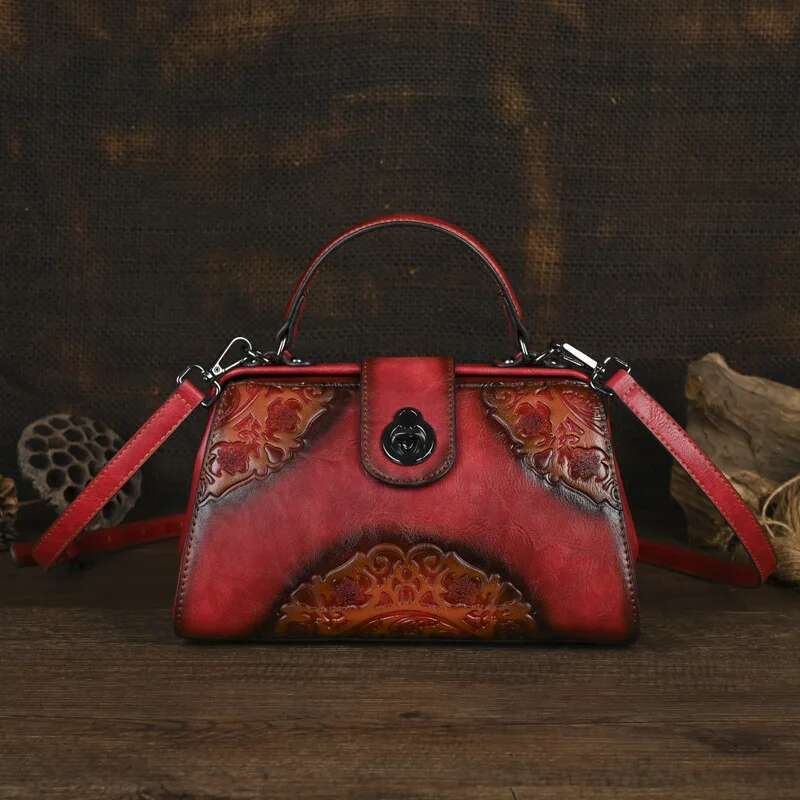 

Motaora Vintage Embossed Handmade Designer Women S Leather Shoulder & Crossbody Bag Luxury Female Purse New красный