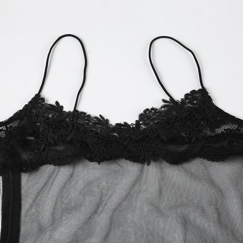 Rochie mini bodycon elegantă cu bretele, cu dantelă plasă și decolteu în V