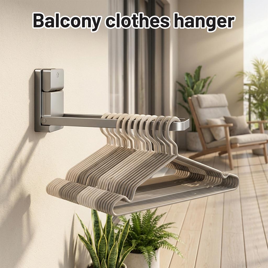 Suction Cup Balcony Clothes Hanger Storage Device No Drilling Home Multi-functional Folding Clothes Hanger Wall Storage Shelf