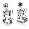 Silver Guitar-shaped Earrings, 925 Silver Studs