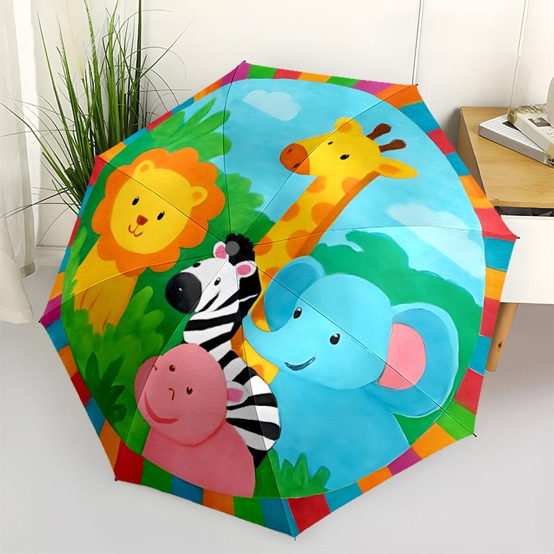 

1pc Safari Animals Automatic Umbrella Portable Home Essential Umbrella, Iron Umbrella Structure Suitable for All Seasons yy251123112