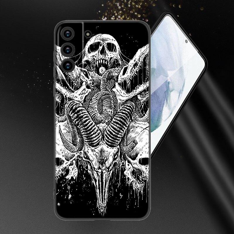 Pouzdro na telefon Satanic Scary Skull pro Samsung Galaxy S20 S21 FE S22 Ultra S10 Lite S10E S9 S8 Plus S7 Edge měkký TPU černý kryt