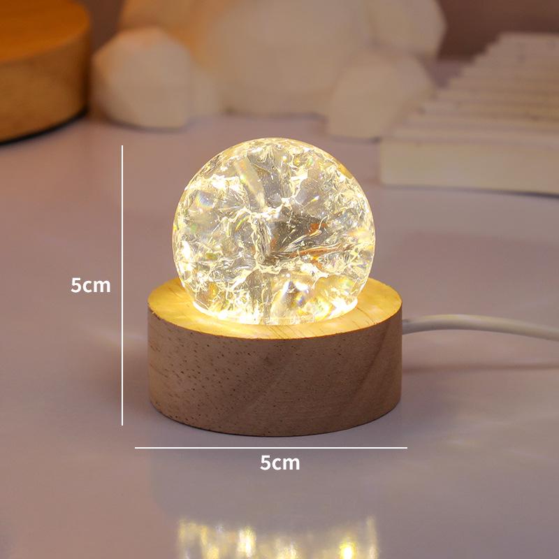 Seven-Color Crystal Ball Night Light – Luminous Ice Crackle Glass Ornament for Desktop Decoration