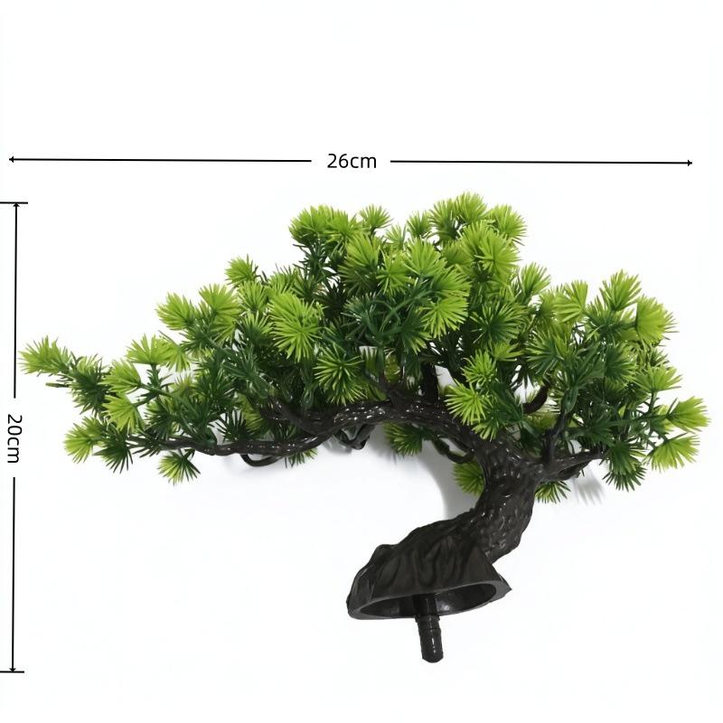 Zen Bonsai Green Pine Simulated Plant Decoration for Wine Cabinet or Home Entrance