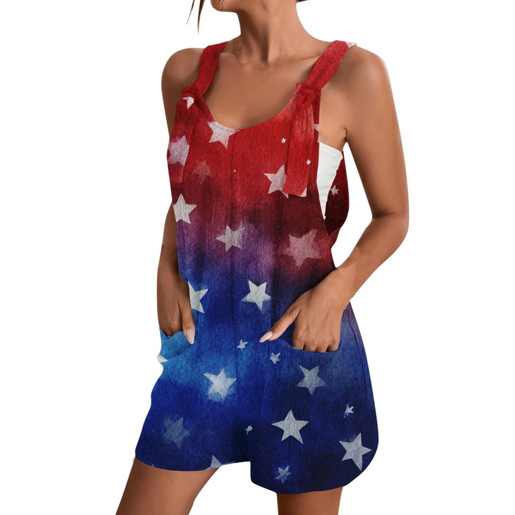 Rompers For Women Summer Casual Sleeveless Overall Comfy Loose Spaghetti Strap Romper Fashion Jumpsuit With Pockets