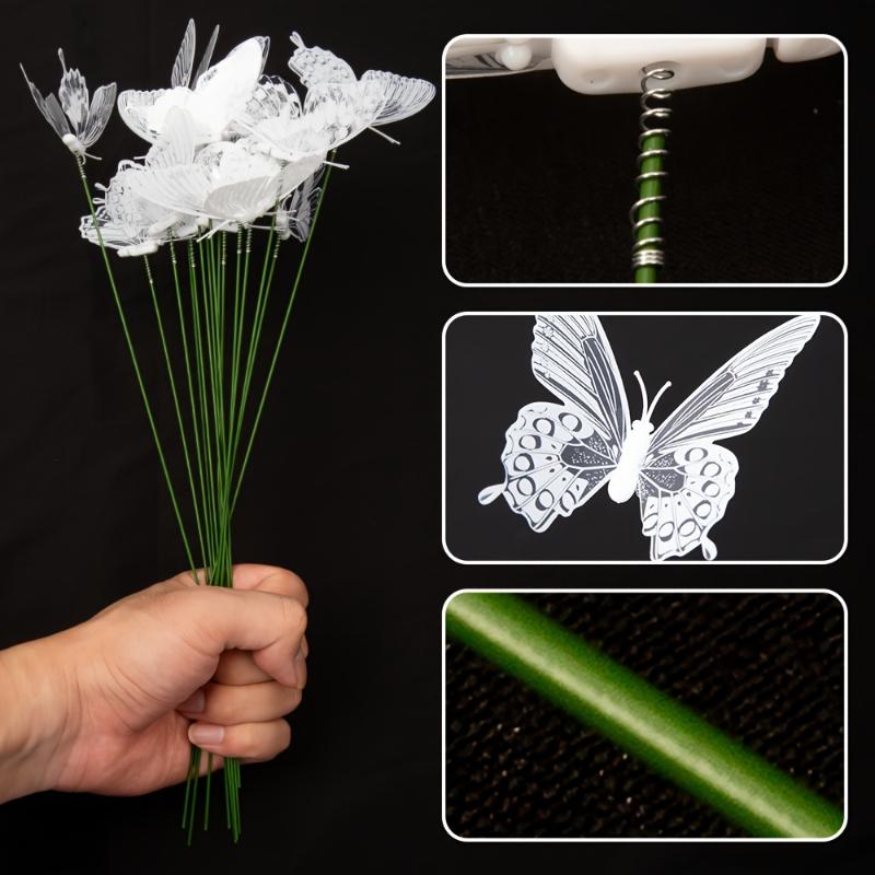 15pcs White 3D Artificial Butterfly Flowers Simulated Butterfly Insert Piece For Vases Outdoor Terraces Wedding Celebrations