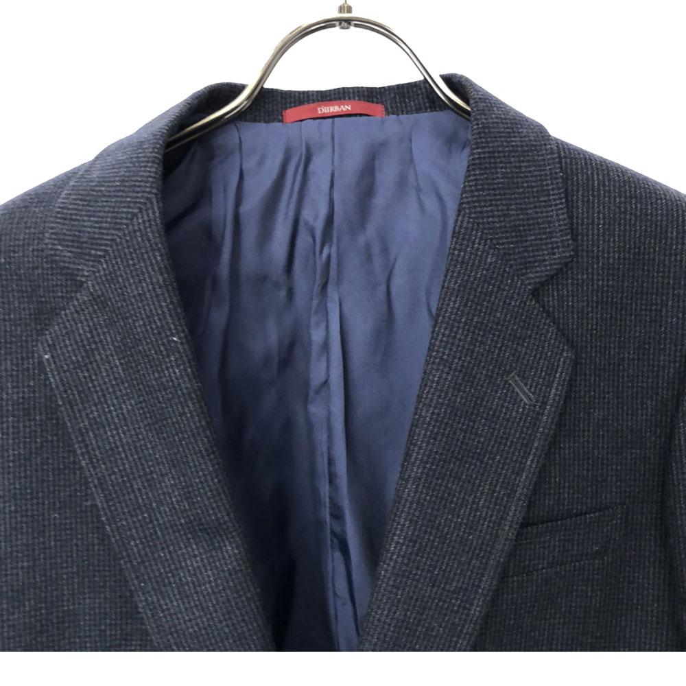 Durban wool Check Pattern tailored jacket 42 Navy x gray Lined Men's Used