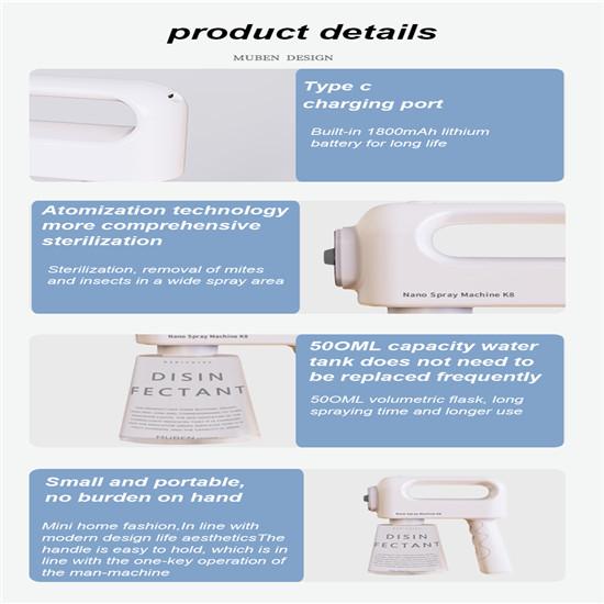 K8 Niebieskie Światło Atomizacja Dezynfekcja Pistolet 500ml Pojemność Pistolet Natryskowy Ręczny Opryskiwacz Dezynfekcyjny