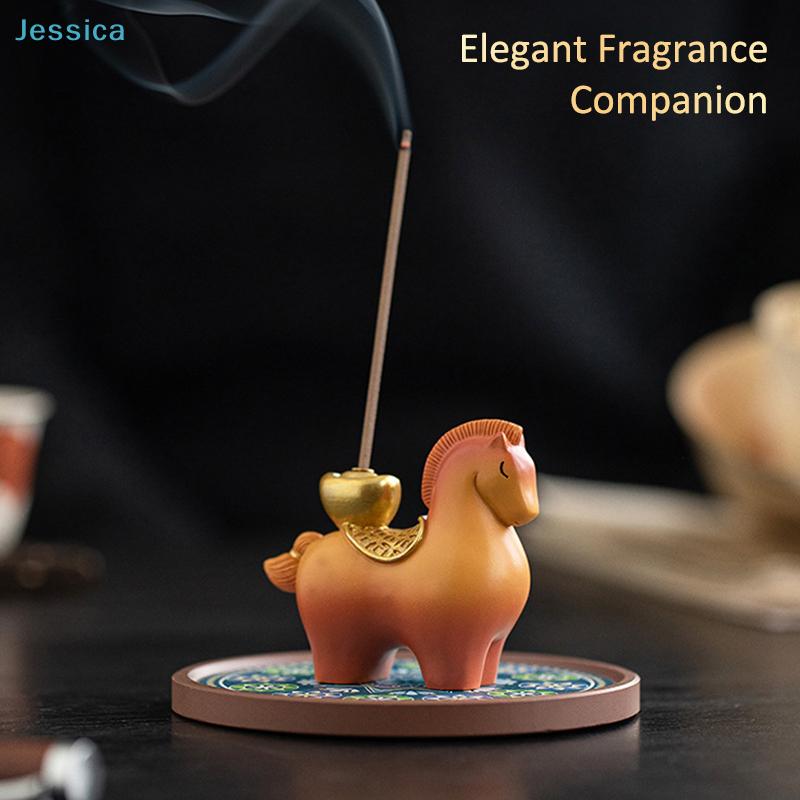 Animal Incense Holders Set - Horse & Elephant Shaped Incense Burners for Home Fragrance & Decor