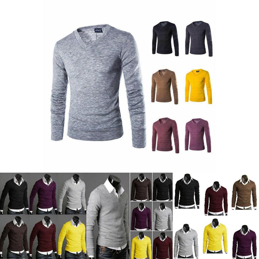 Stylish Men's Long Sleeve V-neck Knitted Cardigan Pullover Warmer Jumper Sweater Shirt Top For Casual Wear
