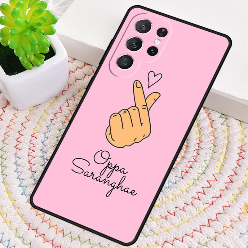 Cute Korean Font Saranghae I Love You Phone Case for Samsung Galaxy Note 10 Pro S26 Ultra S23 S24 FE S25 S21 S22 PLUS Cove