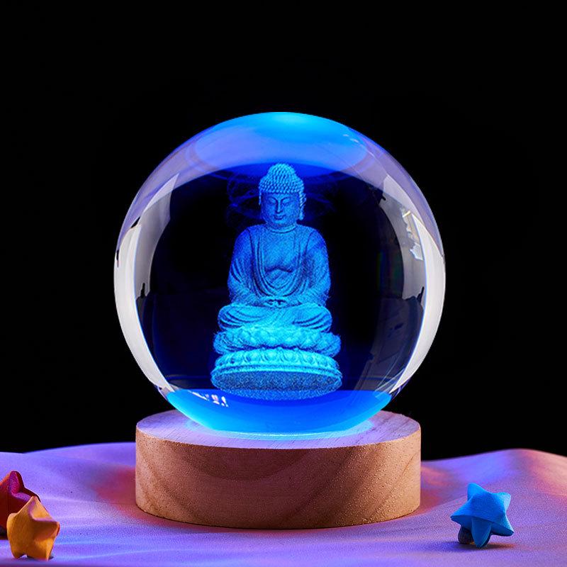 Seated Buddha Romantic Crystal Night Light Gift for Girlfriend