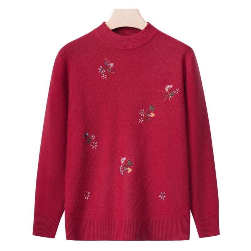 Grandma autumn women's top middle old man winter knitted sweater mother base clothes year 0 old lady sweater