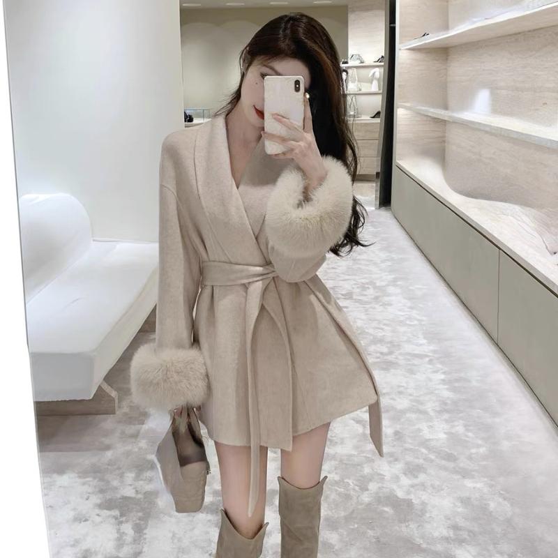 2023 neue High-End doppelseitige Wolle Umreifung Mantel Frauen Abnehmbare Manschetten Fuchs Pelz Temperament doppelseitige Kaschmir kurze Jacke
