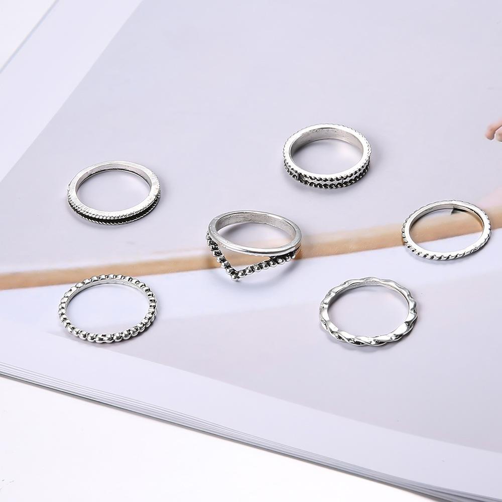 Wind Simple Plain Ring, Personalized And Creative Cold Wind 6-Piece Ring Ring Ring