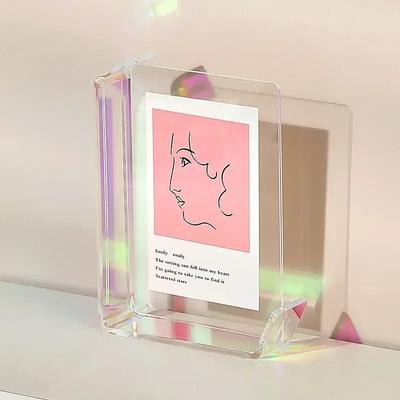 6 In Double-sided Transparent Acrylic Photo Frame Table with Base Rotating Calligraphy Mounted Picture Frame Photo Frame