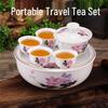 Portable Ceramic Kung Fu Tea Set with Tray and Travel Bag