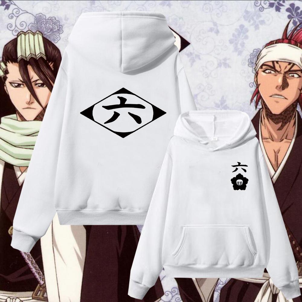 

Anime Bleach Kuchiki Byakuya Abarai Renji Hoodies sweatshirt Cosplay Gotei 6 Streetwear Man Woman oversized hoodies L