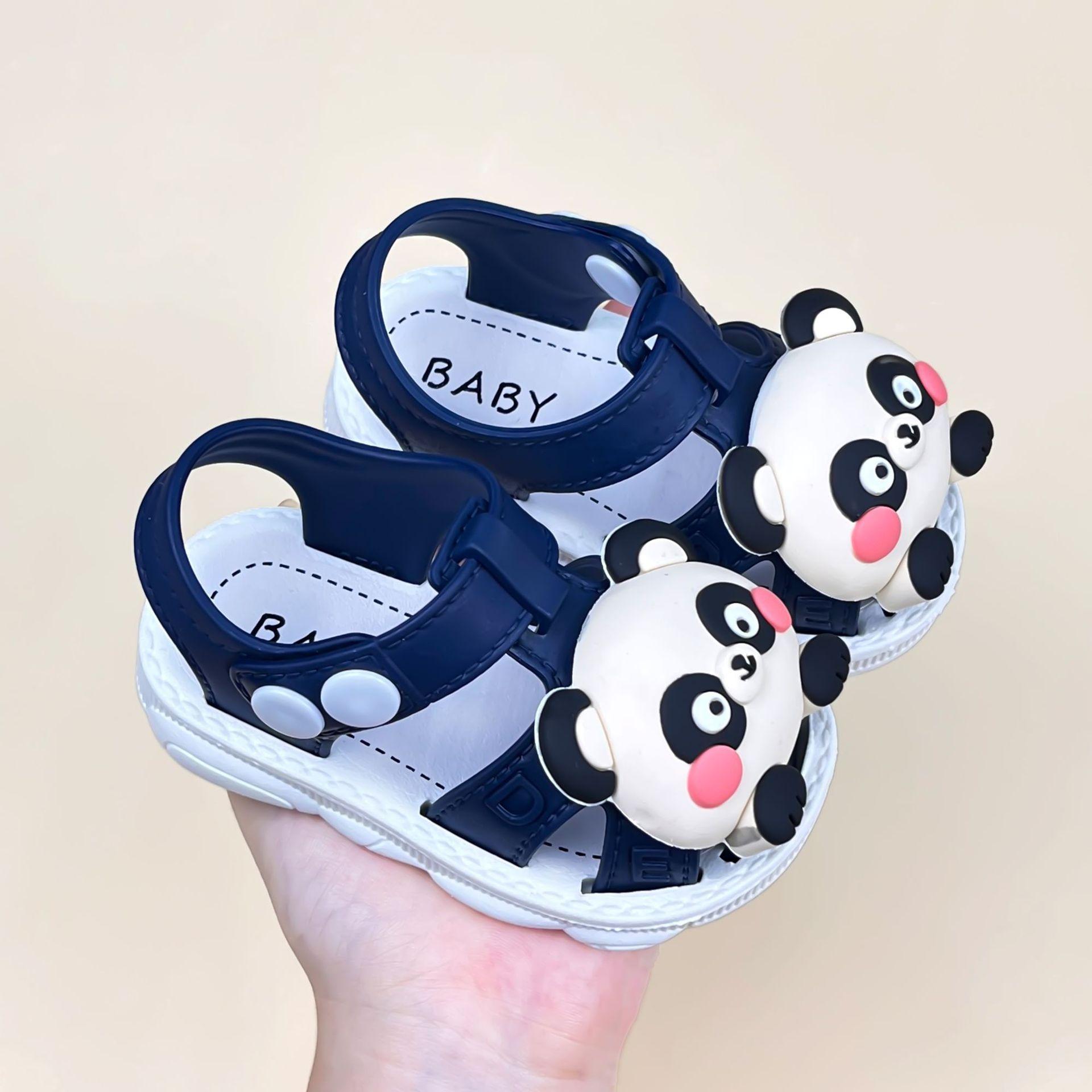 

Summer new cartoon panda sandals for boys and girls, non-slip toddler closed-toe shoes for baby boys 16-20Code（No free shipp