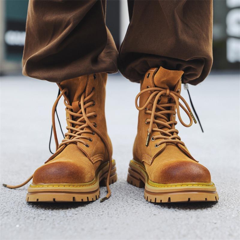 3370 Martin Boots for Men and Women Couples Mountaineering Hiking Rhubarb Boots Retro Tooling Autumn and Winter High-top Leather Boots