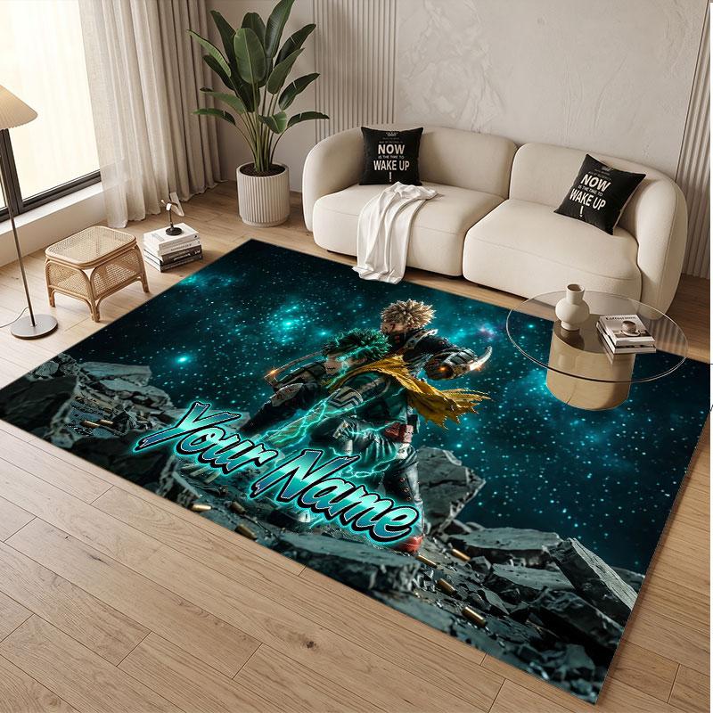 Custom Name Crystal Velvet Rug,My Hero Academia Comfortable Anti Slip Floor Mat For Room Decoration