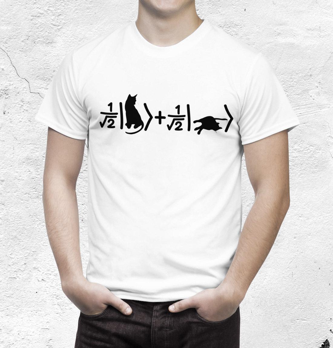 Schrödinger s cat T Shirt Mens Womens Tees Top quantum physics Tshirt 2XL