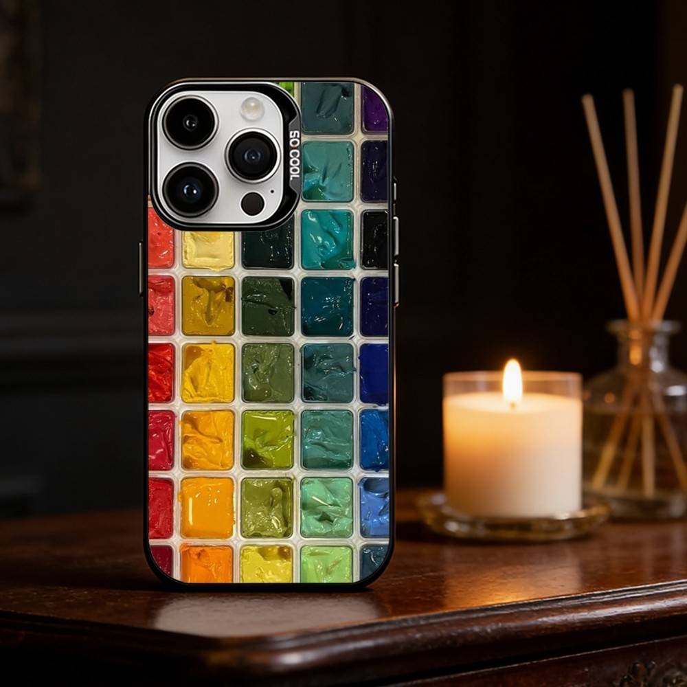 Watercolors Set Paint Palette Phone Case For iPhone 17 16 15 14 13 12 11 Pro Max Plus Silver Matte Black Cover