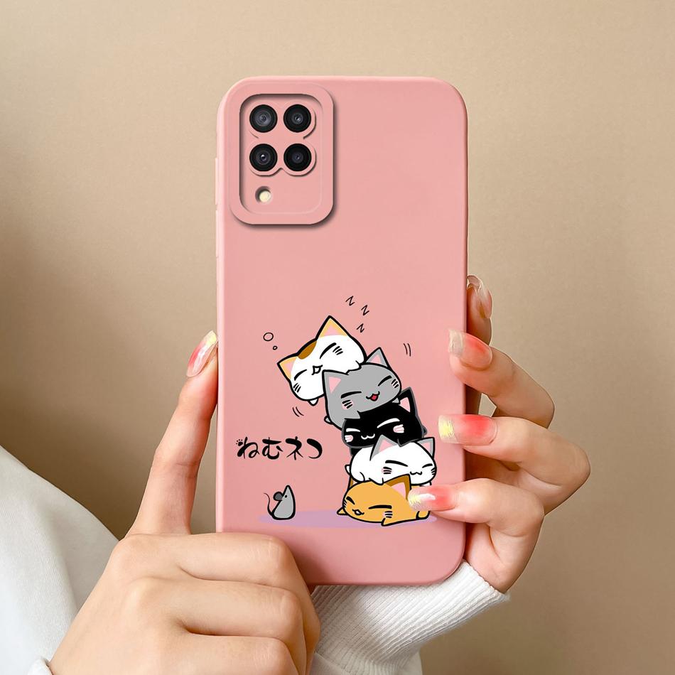 For Samsung Galaxy A12 M12 F12 Phone Case Cartoon Liquid Silicone Full Protection Anti Drop Cover For Samsung A 12 M 12 Bumper
