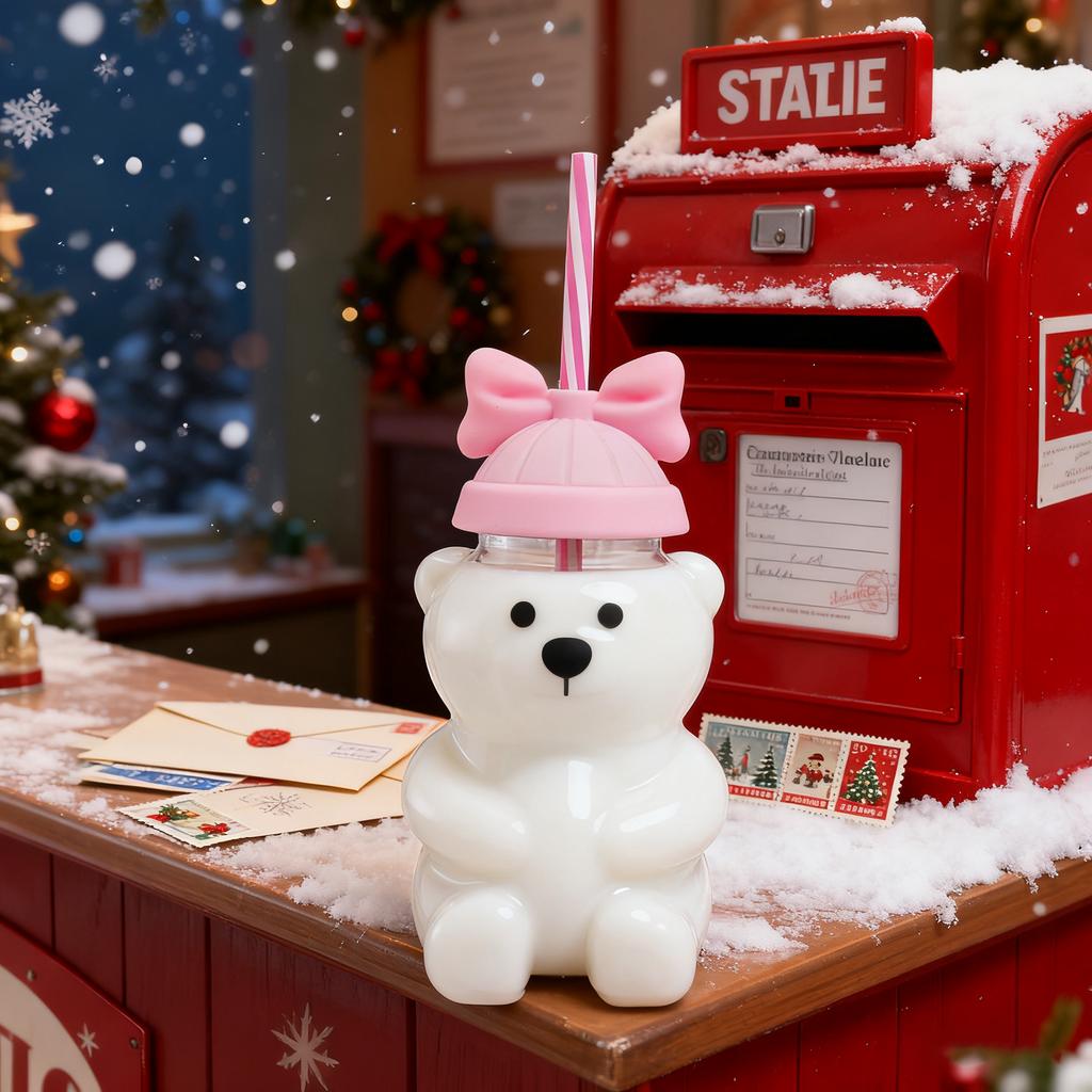 Bär Strohbecher Niedlicher Bär Glasbecher Haushalts Saft- & Getränkebecher