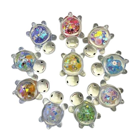 10 Pcs Mini Turtle Ornaments Miniature Turtles with Glow-in-the-Dark Sequins Mini Turtle Figurines for Planter Terrarium Decoration Miniature Gardens