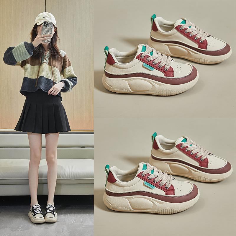 Spring White Shoes New Sports Running Female Student Height-enhancing Casual Shoes