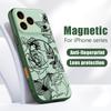 Case For iPhone 17 Pro Max Line Rose Flowers Leaves Pattern Magnetic For Magsafe Hybrid Slim Matte Cover For iPhone 16 15 14 13 Pro Max