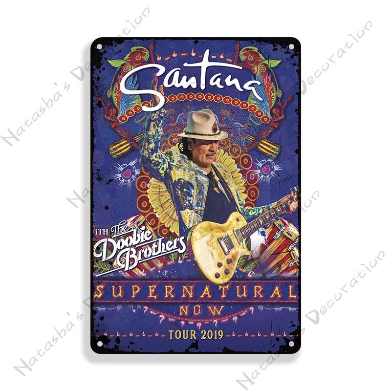 Santana Poster Dekorative Platte Rockmusik Metallposter Garage Club Metall Blechschild Metallplakette Wandplatte Man Cave Wanddeko