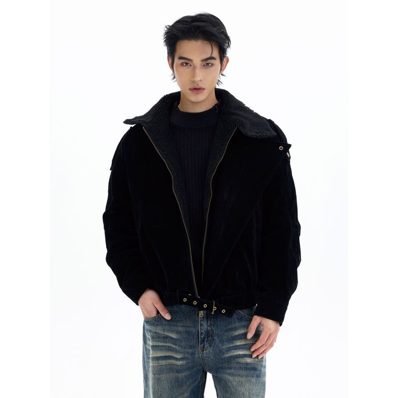Kisko Winter Design Thickened Warm Down Jacket for Men and Women, Stylish Silhouette Suede Stand Collar Coat for Couples
