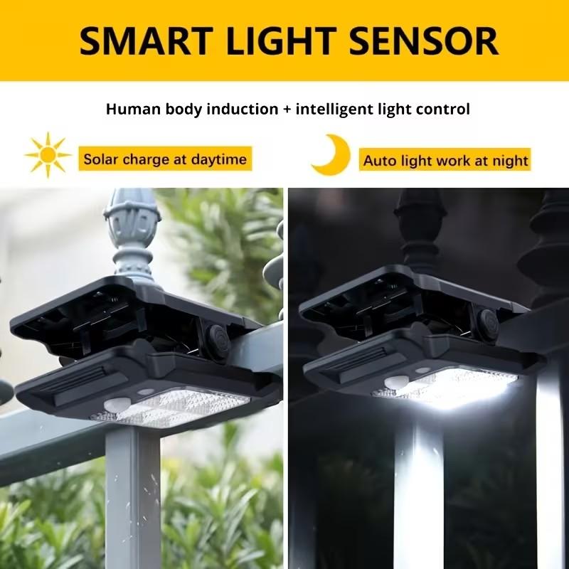 Ultra-Bright Solar Outdoor Light Solar Clip-On Light, Garden Light with Motion Sensor, Adjustable Brightness and Angle, 3 Modes