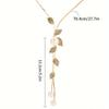 Long Tassel Chain Leaves Pendants Necklace For Women Trendy Crystal Pearl Sweater Chain Accessories On Neck Fashion Jewelry Female