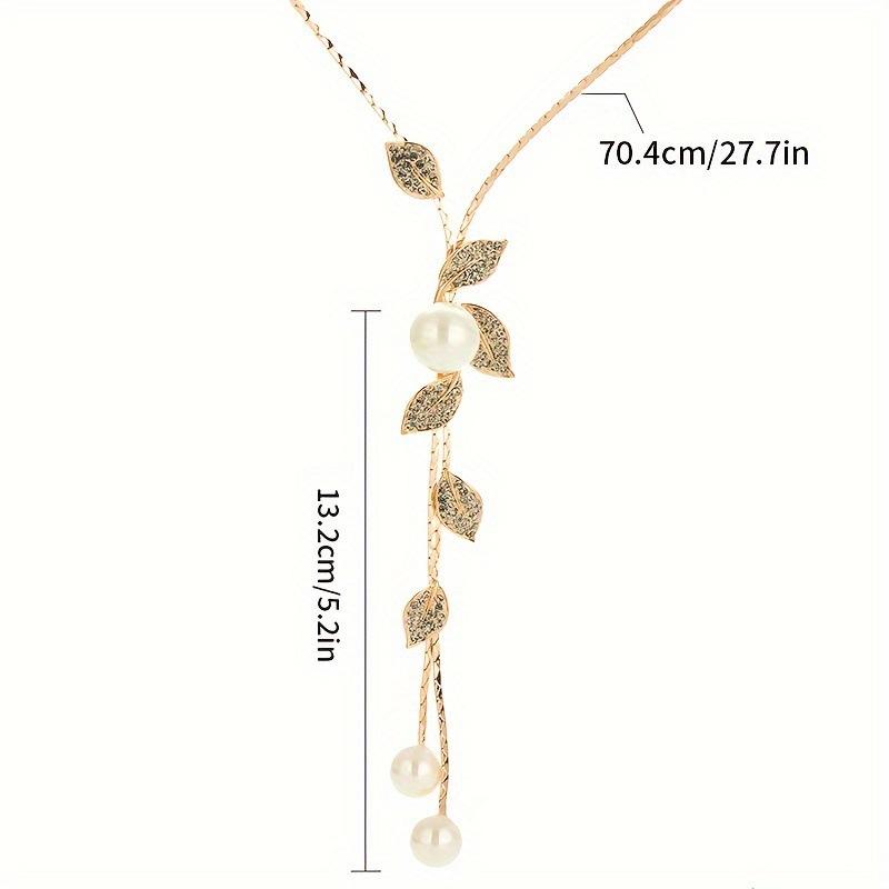 Long Tassel Chain Leaves Pendants Necklace For Women Trendy Crystal Pearl Sweater Chain Accessories On Neck Fashion Jewelry Female