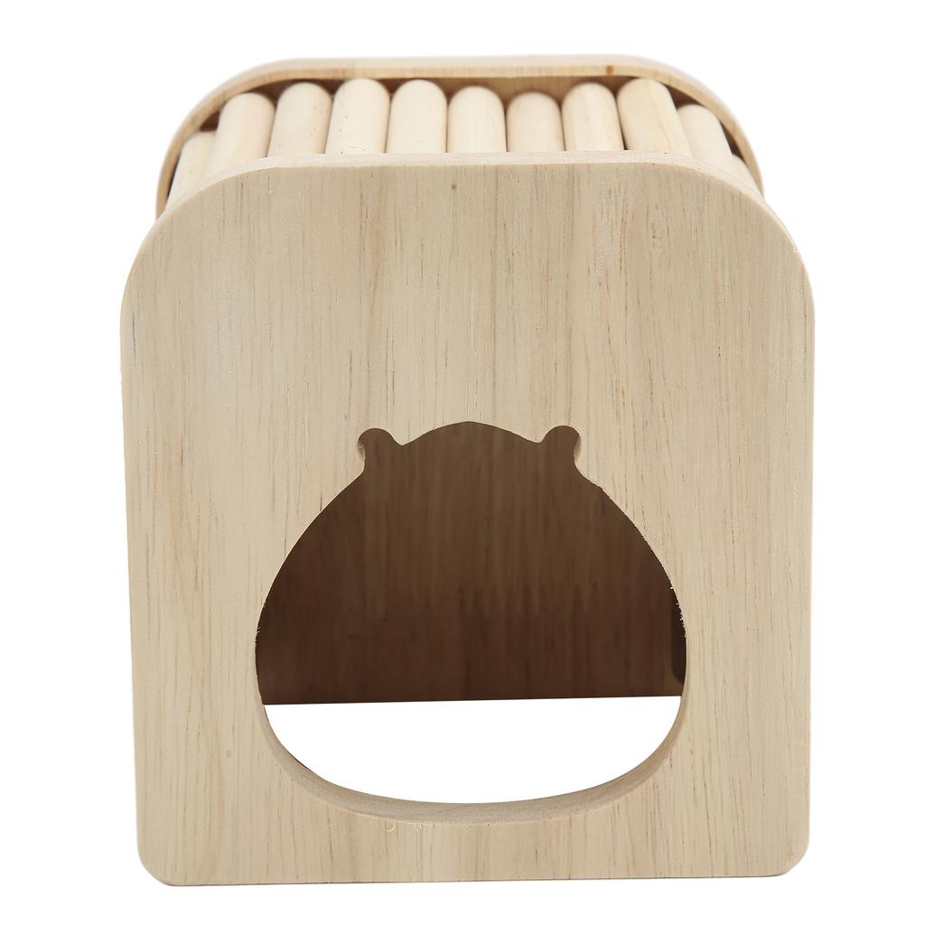 Hamster Holzhaus Halbgeschlossen DIY Leicht zu Reinigen Hamster Holzstab Flachdach Nest mit Leiter für Haustier Hamster