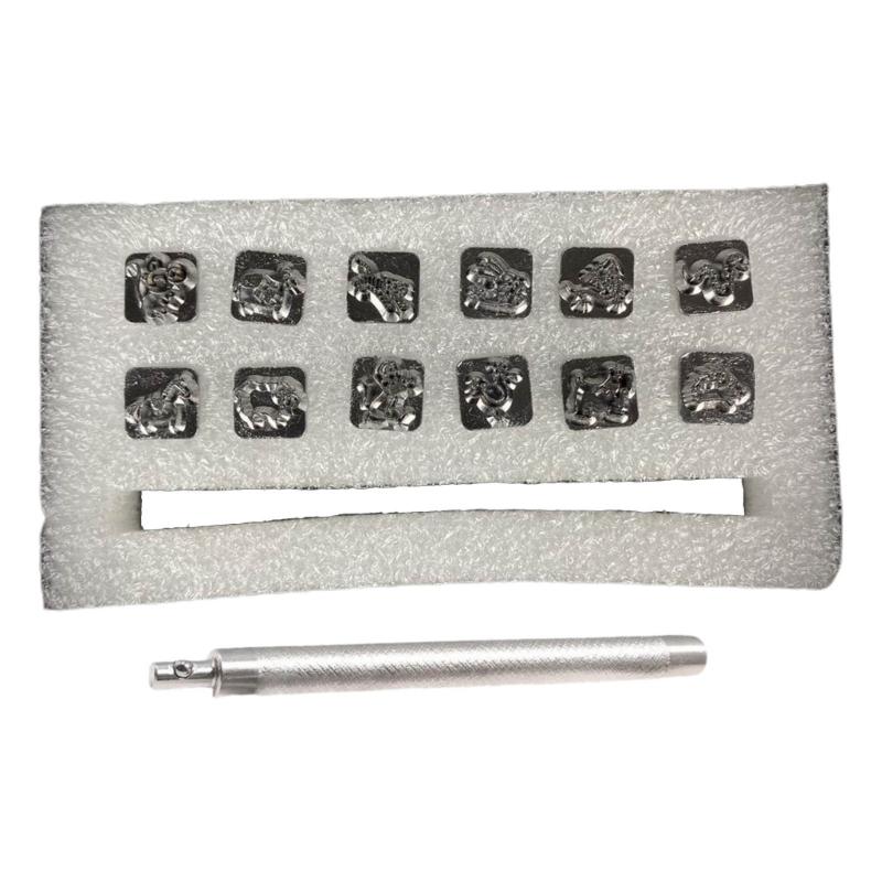 Leather Stamps Punch Set Leather Craft Stamping Tools 12 Chinese Zodiac 12 Constellation-Stamp Tools Set for Art Craft
