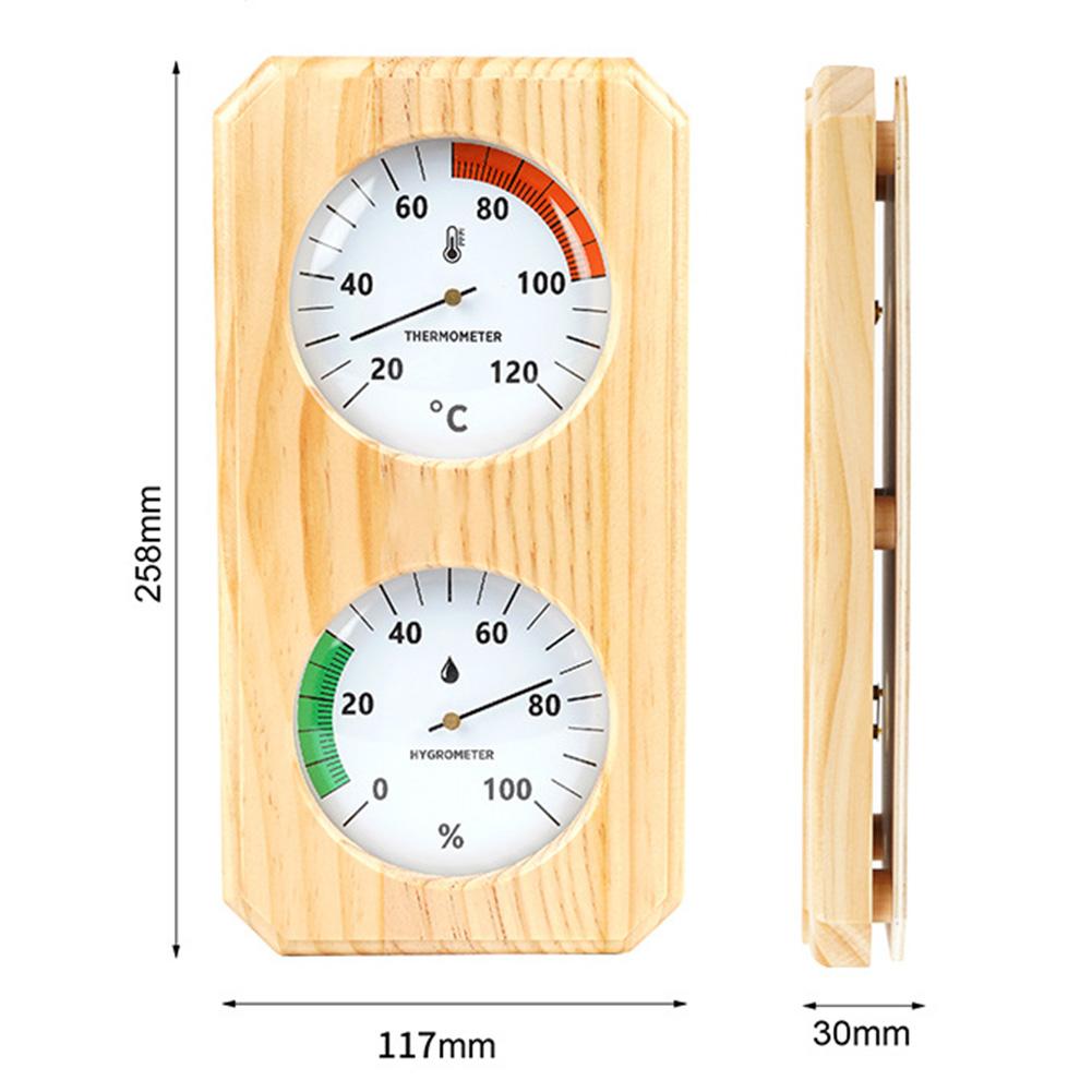 2 In 1 Wooden Sauna Room Thermometer Hygrometer Dual Monitoring High Accuracy Temperature Reading Easy-to-Read Scale Monitor