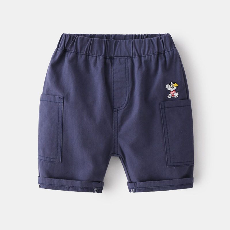 Kids Fifth Pants Summer Baby Boy Shorts Children's Clothing Casual with Big Pockets Middle Pants Boy Cartoon Embroider Pants