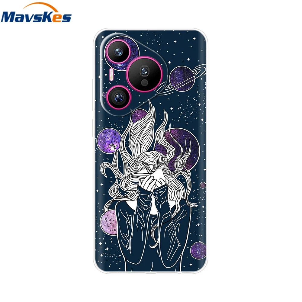 For Huawei Pura 70 Pro Case Pura 70 Clear Back Cover Pretty Girl Bumper Soft TPU Funda For Huawei Pura 70 Pro+ Pura70 Ultra Capa