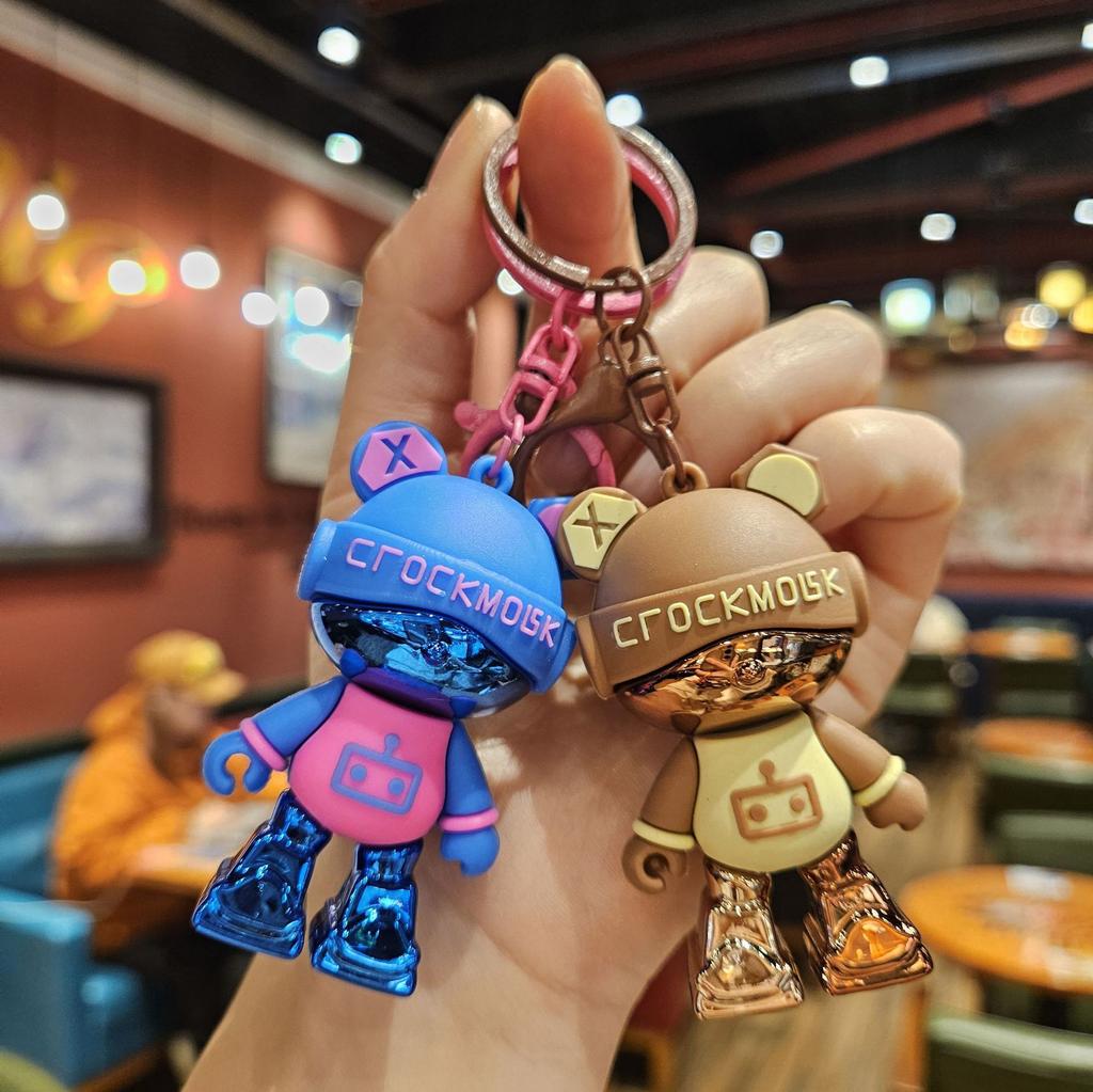 Kreativní Kreslená Sluchátka Sestava Medvěd Klíčenka Cool Mechanický Medvěd Přívěsek na Klíče Ozdoba na Tašku